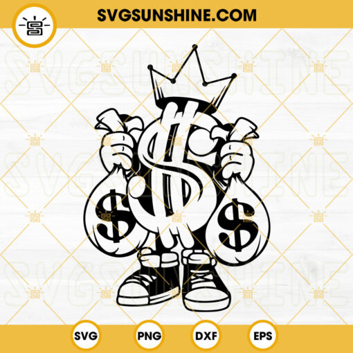 Money King SVG, US Dollar Sign SVG, Money Bag SVG, Rich Hipster SVG PNG DXF EPS