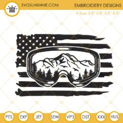 Mountain Climber Sunglasses USA Flag Embroidery Design File