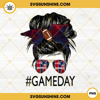 New England Patriots Game Day Messy Bun PNG, Football Mom PNG, Patriots ...