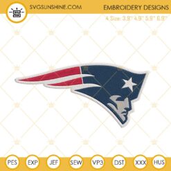 New England Patriots Logo Embroidery Files, NFL Football Team Machine Embroidery Designs