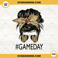 New Orleans Saints Game Day Messy Bun PNG, Football Mom PNG, Saints Football NFL PNG Digital File