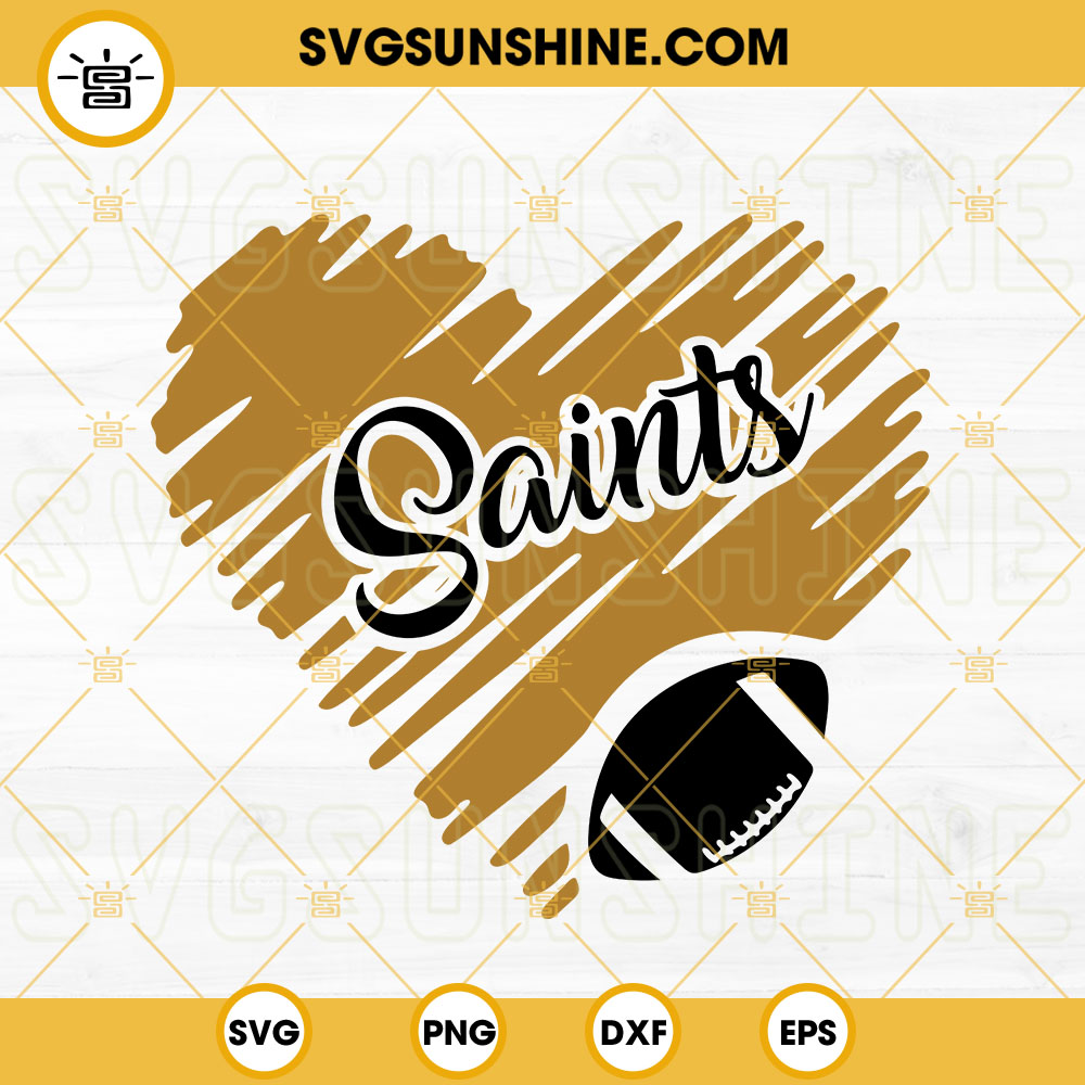 New Orleans Saints Heart SVG, Saints Football SVG, NFL Team SVG PNG DXF EPS Files For Cricut