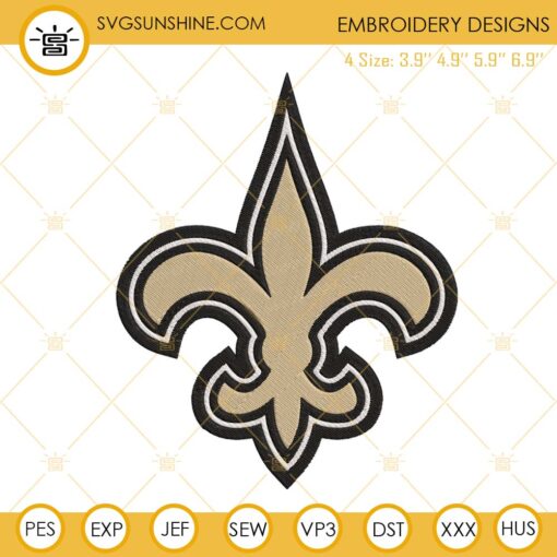 New Orleans Saints Logo Embroidery Files, NFL Football Team Machine Embroidery Designs