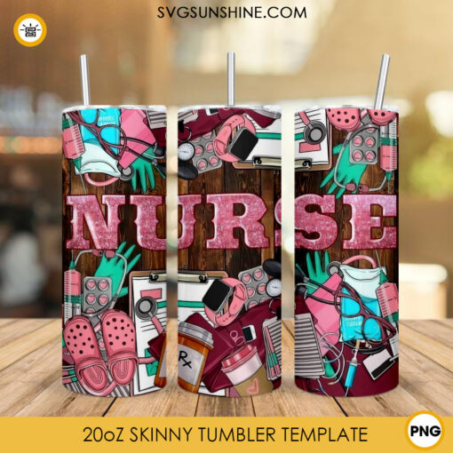 Nurse 20oz Skinny Tumbler Wrap Sublimation Design