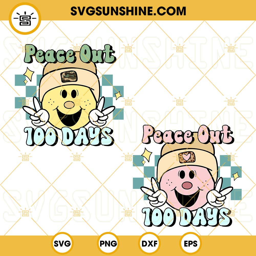 Peace Out 100 Days Of School SVG Bundle, Smiley School SVG, 100 Days Of School SVG