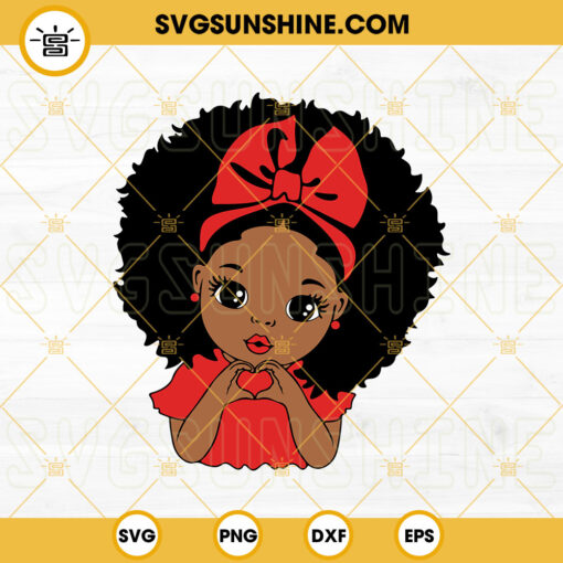 Peekaboo Heart Hands SVG, Love Hand Sign SVG, Red Heart SVG, Black Woman Valentine SVG Cut File