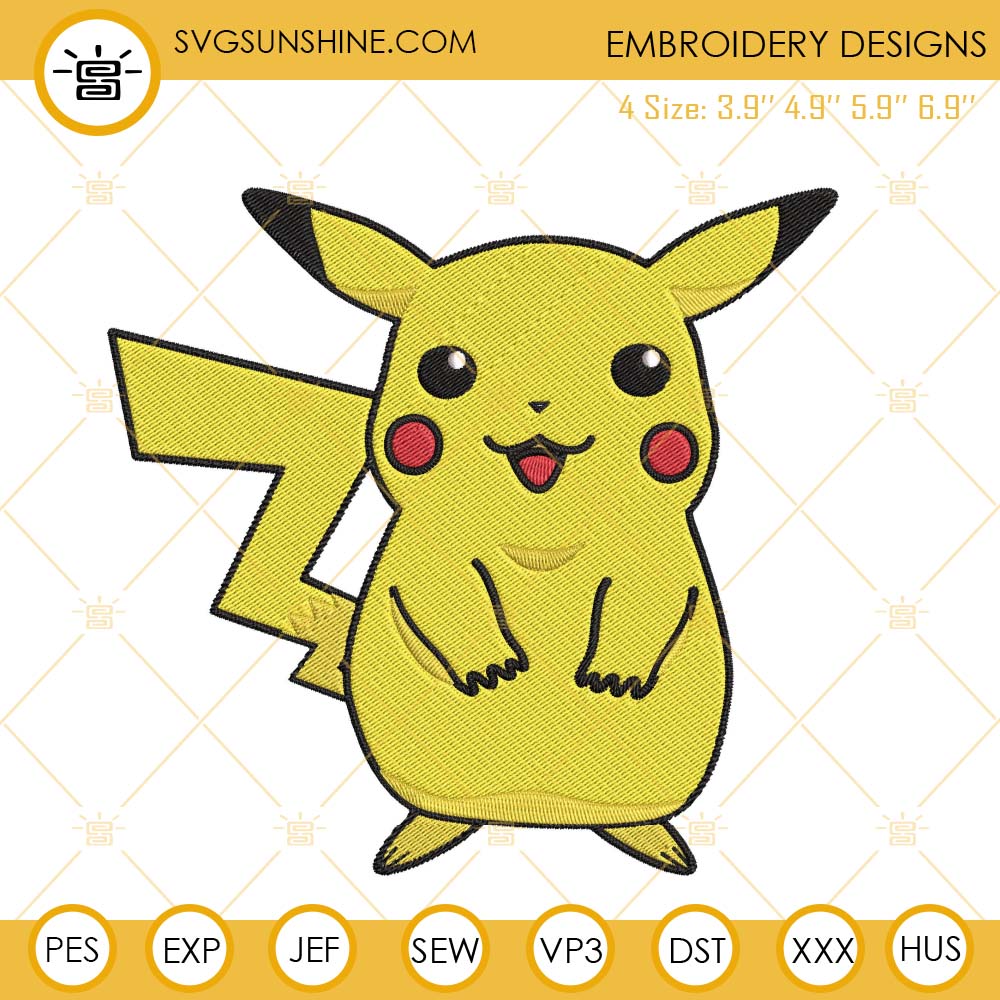 Pikachu Embroidery Design, Pokemon Embroidery File Instant Download