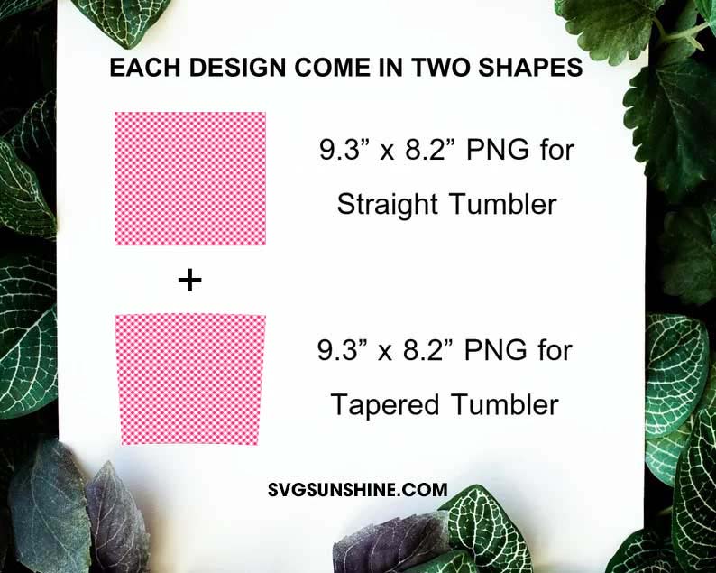 Pink Checkered Pattern 20oz Skinny Tumbler Wrap Sublimation Design