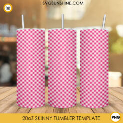 Pink Checkered Pattern 20oz Skinny Tumbler Wrap Sublimation Design