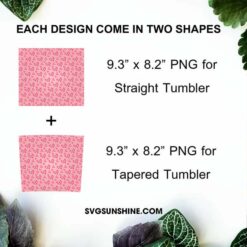 Pink Hearts Tumbler Sublimation Design, Valentines Day Skinny Tumbler Wrap