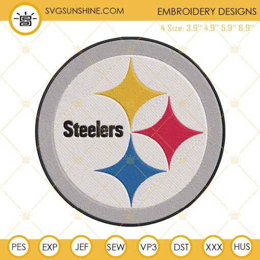 Pittsburgh Steelers Logo Embroidery Files, NFL Football Team Machine Embroidery Designs