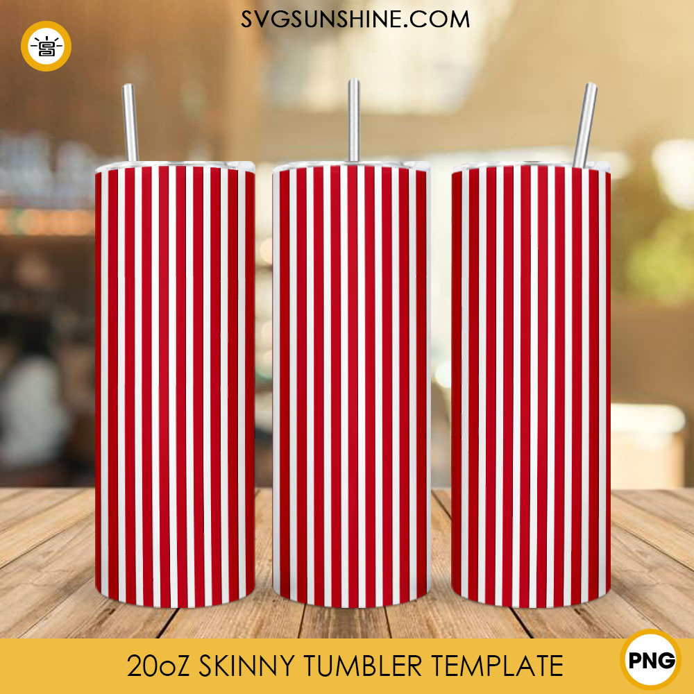 Red And White Stripes 20oz Skinny Tumbler Sublimation Designs