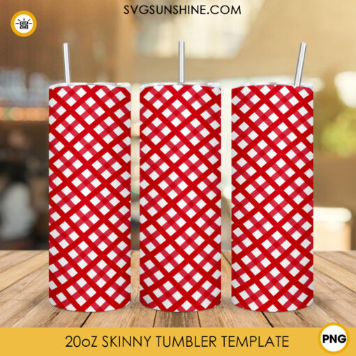 Red Checkered Pattern Tumbler Wrap PNG Digital Download