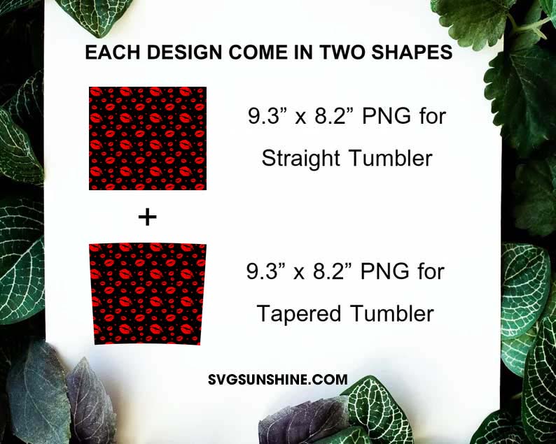 Red Lips Tumbler Wrap Design, Valentine Tumbler PNG