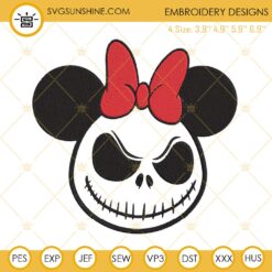 Sally Minnie Mouse Embroidery Files, Nightmare Before Christmas Embroidery Designs