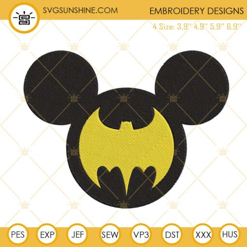 Batman Mickey Head Machine Embroidery Designs