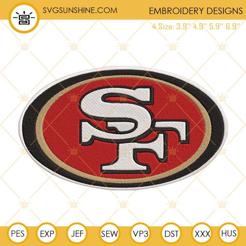 San Francisco 49ers Logo Embroidery Files, NFL Football Team Machine ...