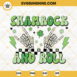 Shamrock And Roll SVG, Skeleton Rock Hand SVG, St Patrick's Day SVG PNG DXF EPS Digital File