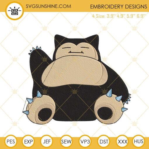 Snorlax Embroidery Designs, Pokemon Embroidery Files Digital Download