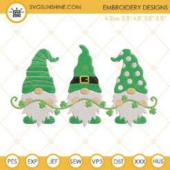 St Patricks Day Gnomes Embroidery Files, Irish Gnomes Shamrock Embroidery Design