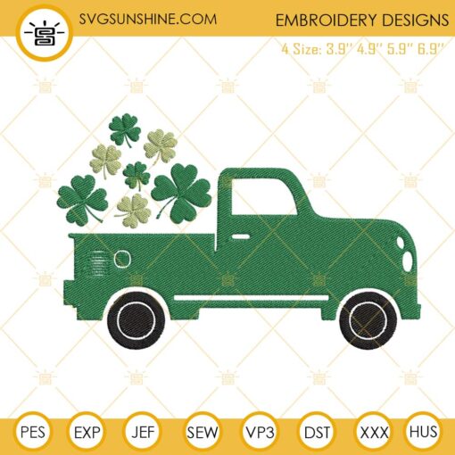 Shamrock Farm Truck Embroidery Files, St Patricks Day Truck Embroidery Design Instant Download