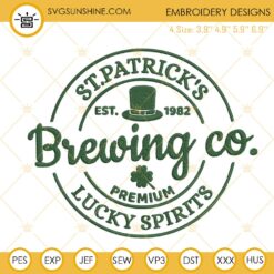 St Patricks Brewing Co Embroidery Design, Lucky Spirits Embroidery Files