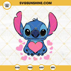Stitch Love SVG, Stitch With Heart SVG, Cute Stitch Valentine SVG PNG DXF EPS Cut Files