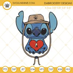 Stitch With Bad Bunny Heart Embroidery Design Files