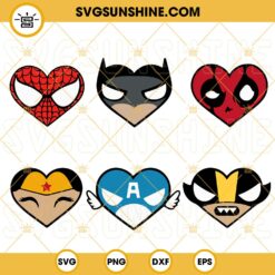 Superheroes Hearts Valentine SVG Bundle, Superheroes Hearts SVG, Superheroes Valentine's Day SVG PNG DXF EPS