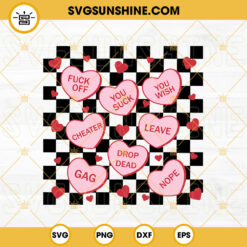 Sweary Conversation Hearts SVG, Retro SVG, Checkered Hearts SVG, Anti Valentine's Day SVG Cut File