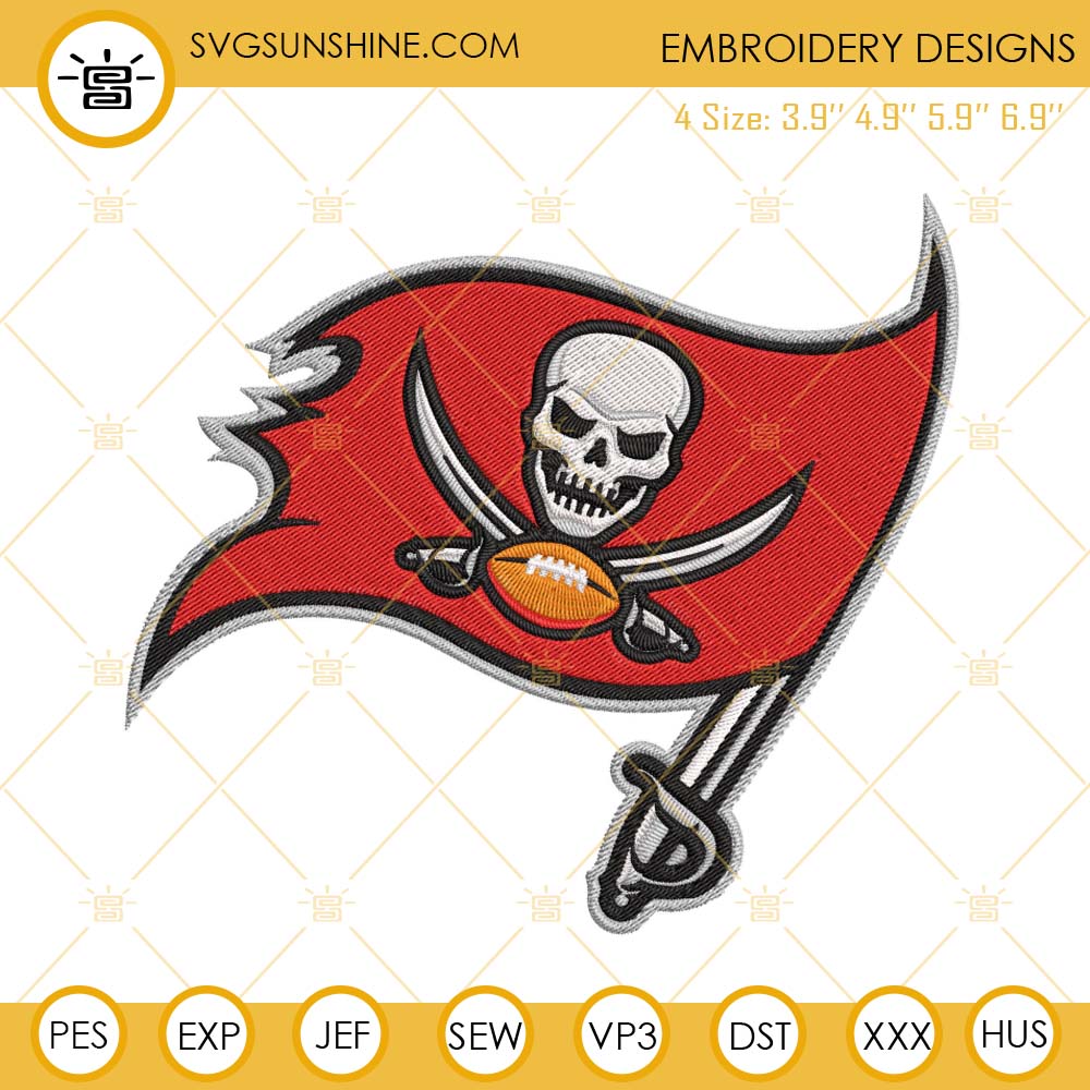 Tampa Bay Buccaneers Logo Embroidery Files, NFL Football Team Machine Embroidery Designs