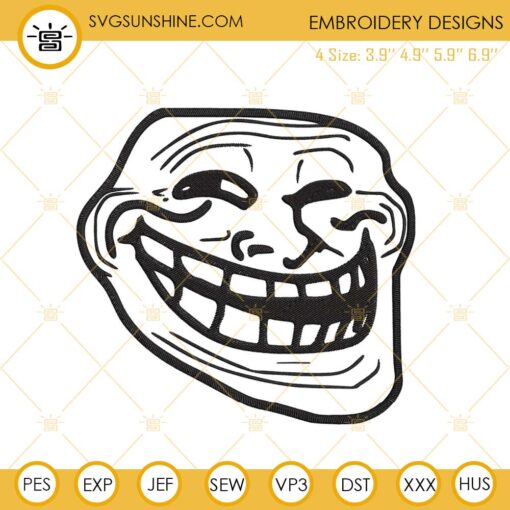 Trollface Embroidery Designs, Funny Embroidery Files
