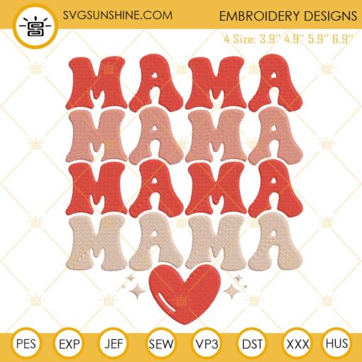 Mama Valentine Embroidery File, Valentine’s Day Embroidery Design Digital Download