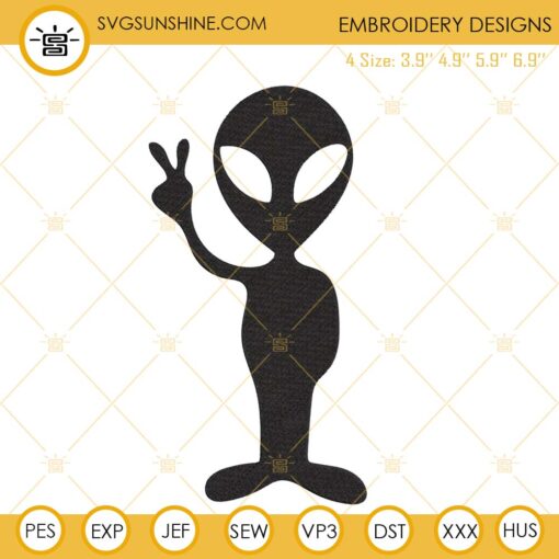 Alien Embroidery Design, UFO Embroidery File Instant Download