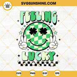 Feeling Lucky SVG, Smiley Face St Patricks Day SVG PNG DXF EPS