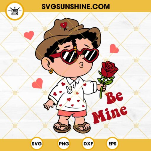 Valentine Baby Benito Be Mine SVG, Bad Bunny Valentine’s Day SVG, Bad Bunny Heart SVG Files For Cricut