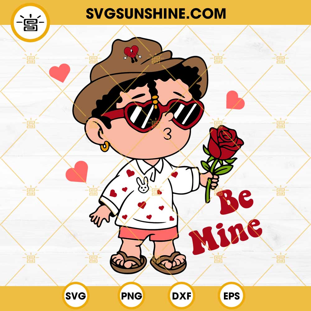 Valentine Baby Benito Be Mine SVG, Bad Bunny Valentine's Day SVG, Bad Bunny Heart SVG Files For Cricut