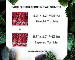 Valentine Gnomes 20oz Tumbler Wrap PNG, Valentines Day Tumbler Digital Download