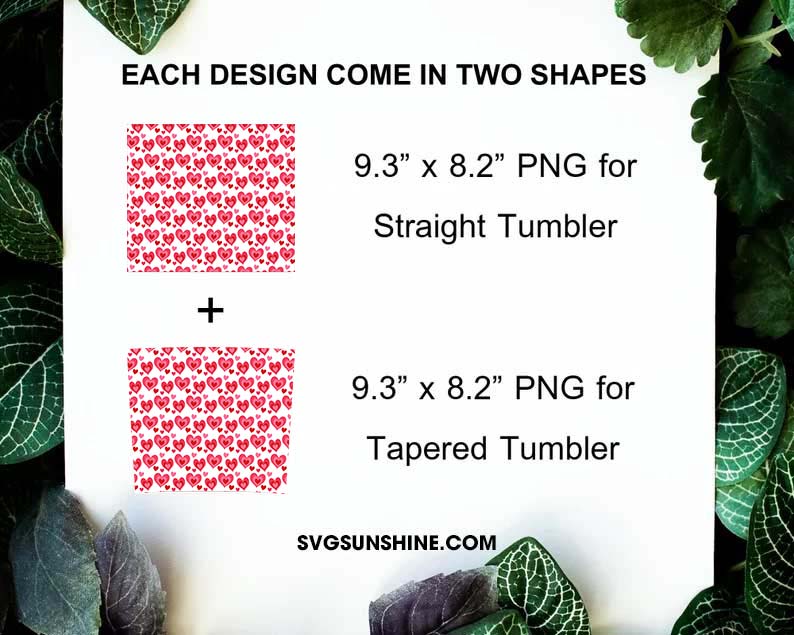 Valentine Hearts Pattern 20oz Skinny Tumbler Wrap Sublimation Design
