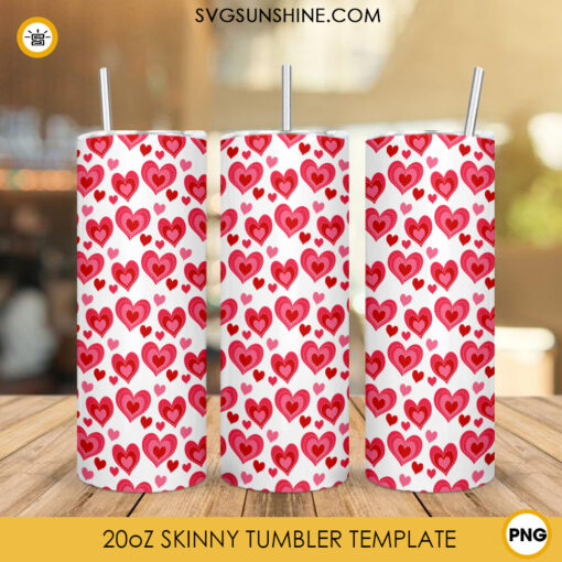 Valentine Hearts Pattern 20oz Skinny Tumbler Wrap Sublimation Design