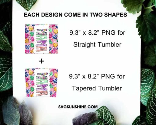 Valentine Mama Tumbler Wrap PNG, Conversation Heart Candy Tumbler Design Download