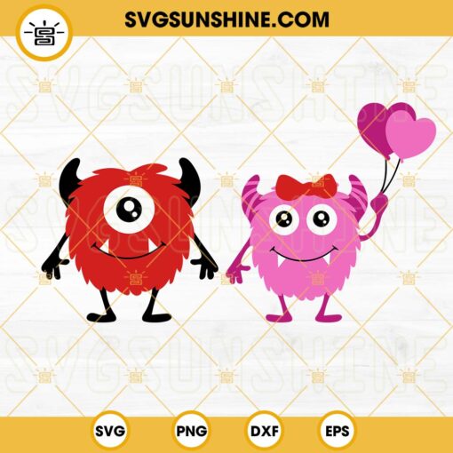 Valentine Monsters SVG Bundle, Monster SVG, Valentine’s Day SVG PNG DXF EPS Digital Download