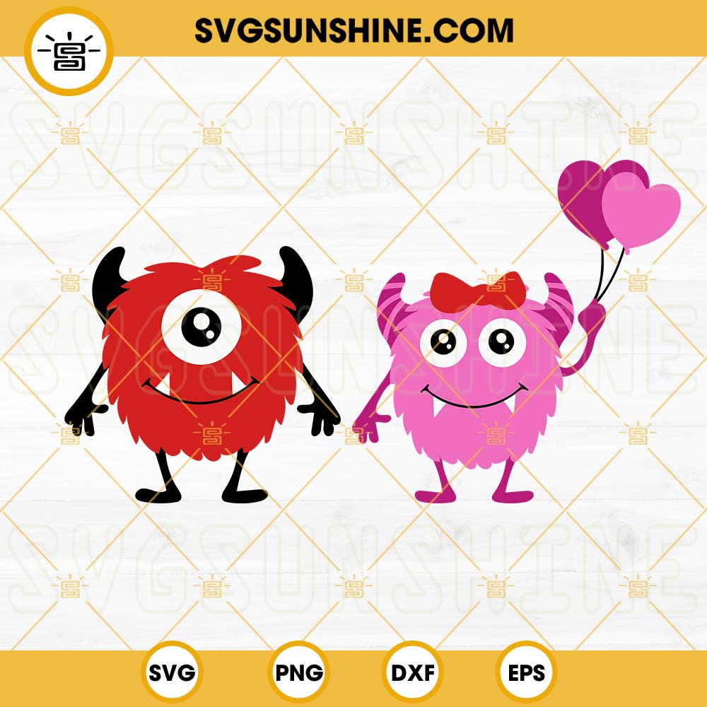 Valentine Monsters SVG Bundle, Monster SVG, Valentine's Day SVG PNG DXF EPS Digital Download