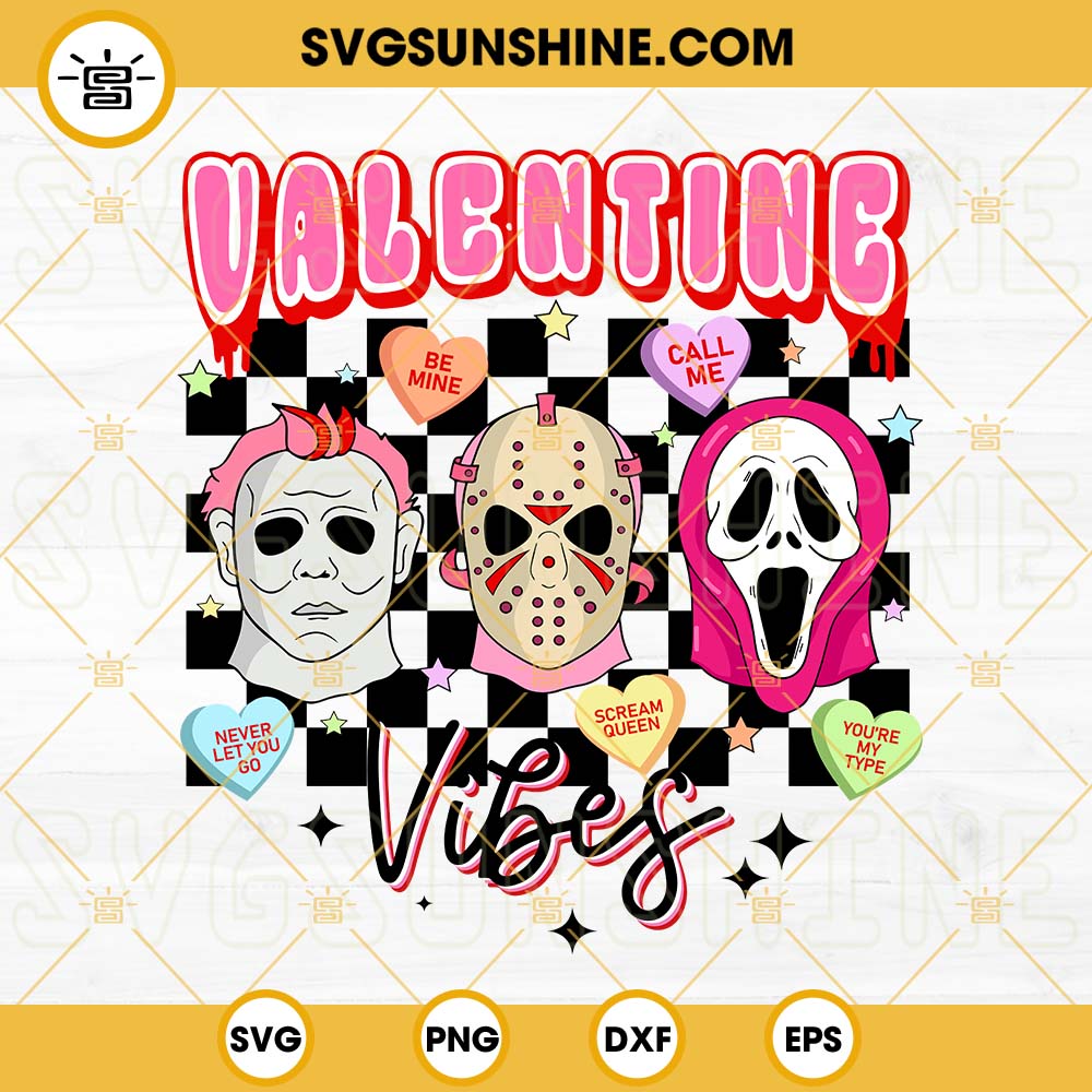 Horror Valentine Vibes SVG, Retro Valentine SVG, Horror Valentine's Day