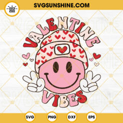 Valentine Vibes SVG, Smiley Face SVG, Valentine's Day SVG, Retro Valentine SVG Digital Download