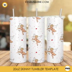 Valentine's Baby Cupid 20oz Skinny Tumbler Sublimation Design, Valentines Day Tumbler Wrap PNG