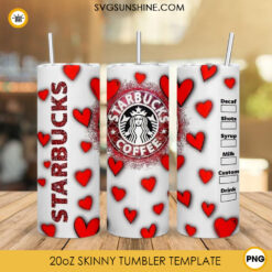 Valentines Hearts Starbucks 20oz Skinny Tumbler Wrap Sublimation