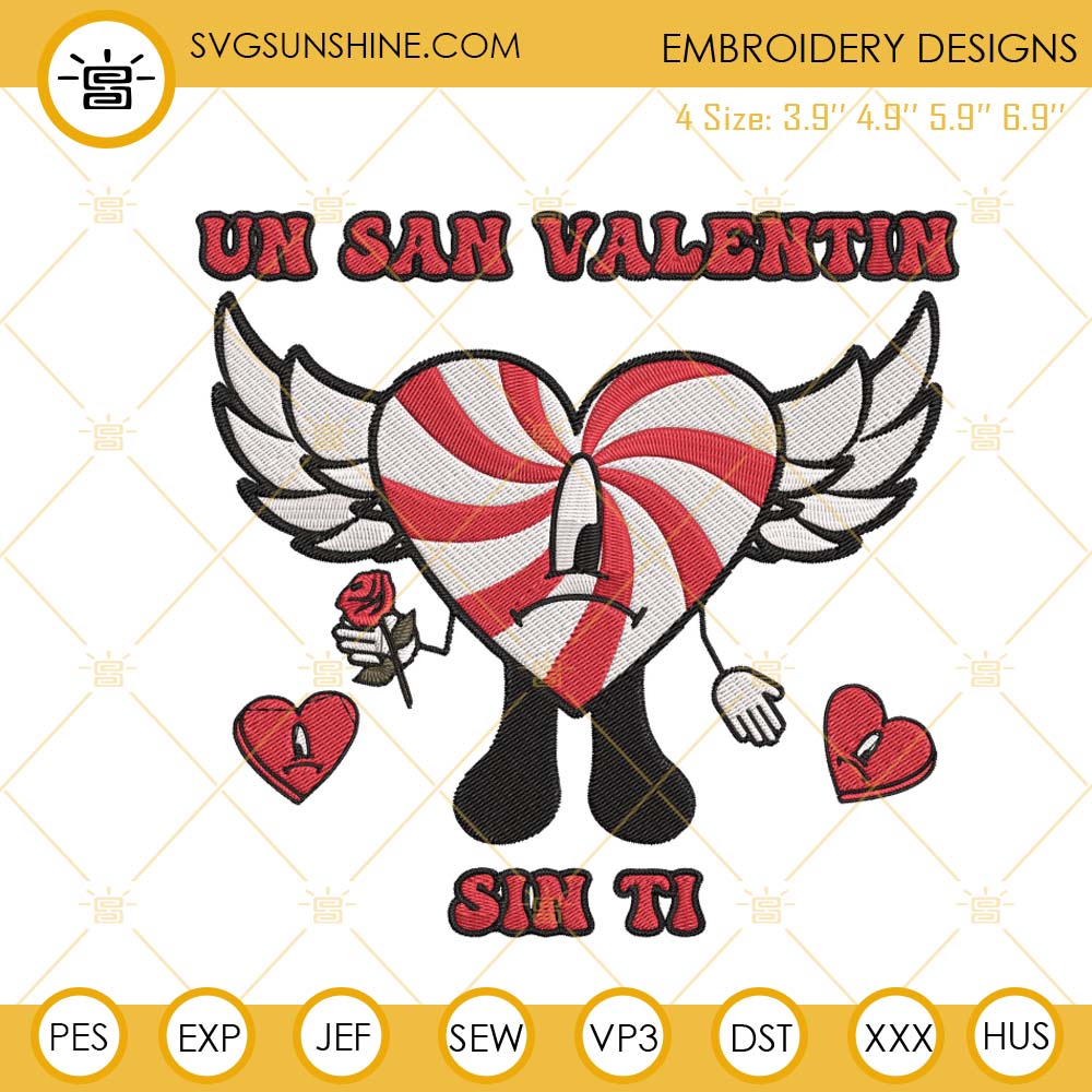Un Verano Sin Ti Embroidery Files, Bad Bunny Valentine Embroidery Designs