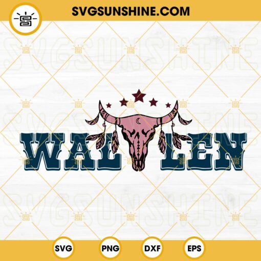 Wallen SVG, Bull Skull SVG, Country Music SVG, Western SVG PNG DXF EPS Digital Download