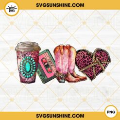Western Valentines Day PNG, Cowgirl Boots PNG, Leopard Heart PNG Digital Download